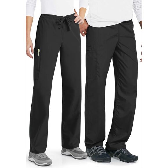 Cherokee Scrub Pant Mens L Large Black Drawstring Waist Straight Workwear Cargo - Picture 11 of 13